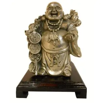 Oro Bronzo Ridere Statua di Buddha Commercio All'ingrosso Produttore Fornitore Fatta in Casa Artigianato Fatti A Mano Del Prodotto Made in India