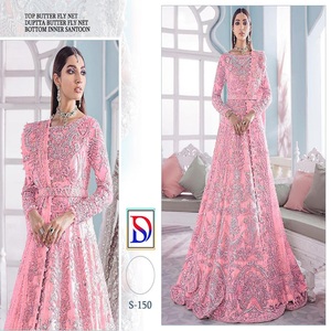 DESIGNER HEAVY <strong>NET</strong> WITH SEQUENCE and EMBROIDERY WORK SUIT