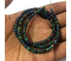 3mm 5mm tự nhiên ethiopian Đen Opal mặt rondelle đá quý hạt Strand đối với trang sức làm Dây chuyền vòng tay số lượng lớn Nhà cung cấp - Product Image 1