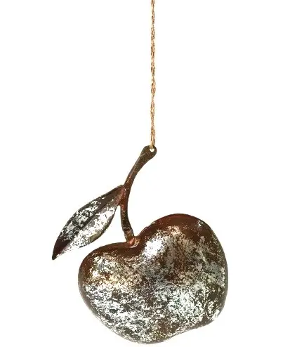 Adorno colgante de METAL para decoración navideña, adorno metálico de alta calidad con diseño de manzana en color negro y plateado