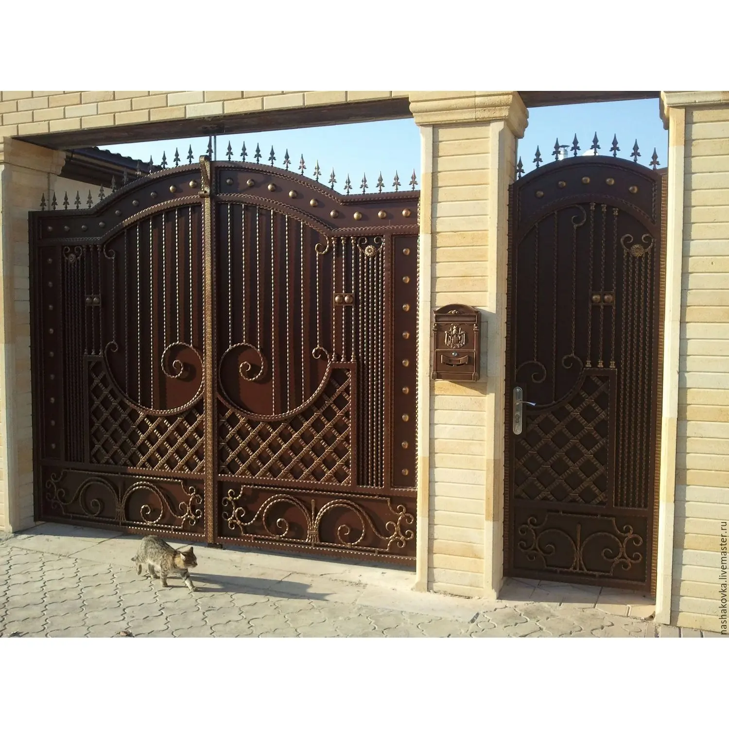 Desain gerbang besi dari pintu masuk Vila gerbang tempa besi hitam dekoratif