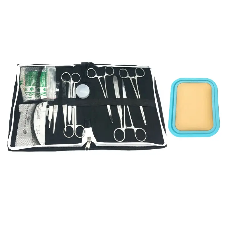 Juego de 15 piezas con gel de sílice Kit completo de práctica de sutura de alta calidad para estudiantes de medicina Sala de medicina