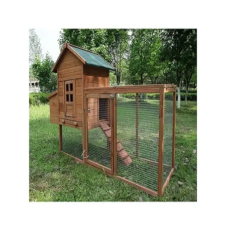 Casa de perro de madera maciza y alambre de hierro para uso en exteriores, diseño maravilloso, tamaño mediano