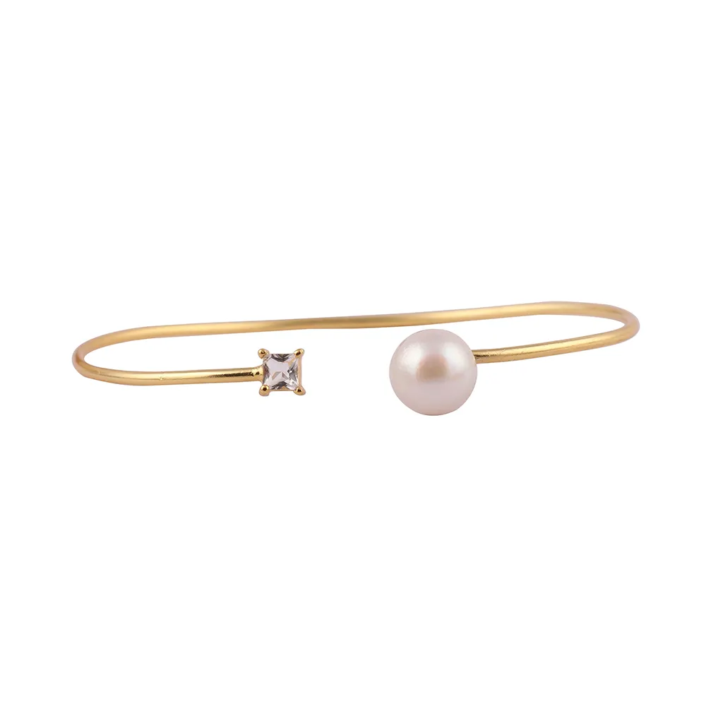 Vergoldete Messing-Metall perle mit verstellbaren Manschetten armbändern aus CZ-Stein Zinken einstellung Edelstein armband schmuck. Modus Joyas B-070