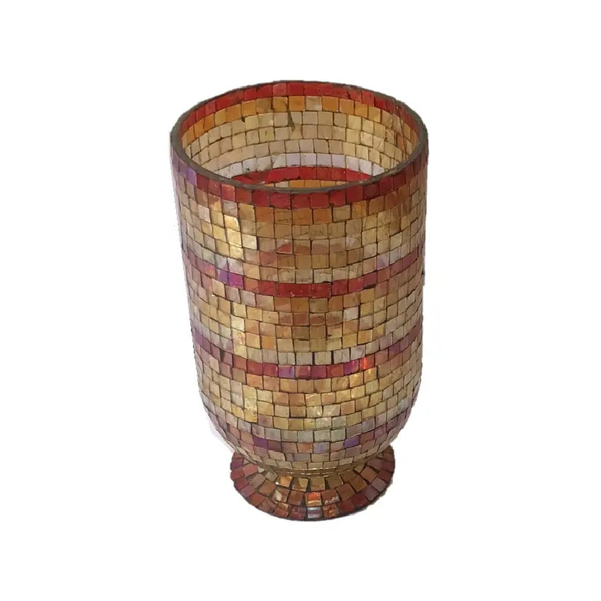 Rosso e Giallo Mosaico di Vetro Fantasia di Alta Qualità Fatti A Mano Da Tavolo Multi-purpose Decorazioni Per La Casa/Decorazione di Cerimonia Nuziale centrotavola Vaso