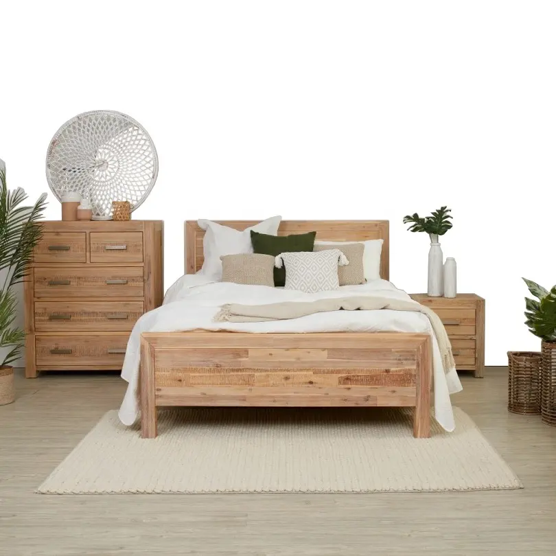 Mangeoire en bois d'acacia massif, meubles modernes, OEM et américain, fournitures de lit en bois