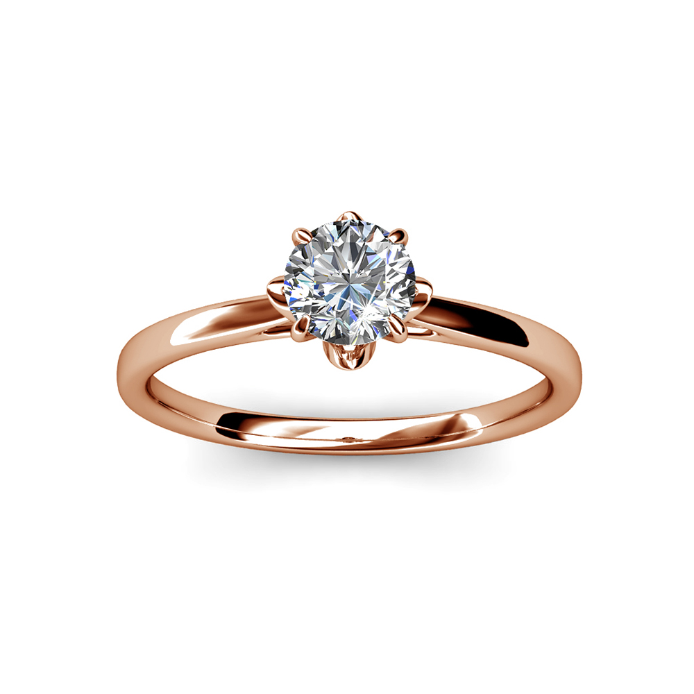 Brass with 18K Rose Gold Plated Wedding Diamond Ring