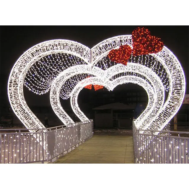 LED Lighted Heart Shape For Wedding Entrance Wrought Iron Wedding Heart Shape Metal Arch Wedding Entrance Heart Shape Arch