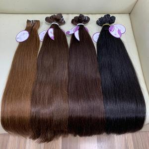 安い100% 人毛エクステンション生ベトナムヘアバンドル、未処理バージンヘアバンドルストレートブラウンカラー