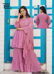 Hint ve Pakistan giyim gharara tasarımları punjabi kız seksi şalvar elbise boyun tasarımları Sarara seksi kadın elbise 2022 hindistan - Product Image 5