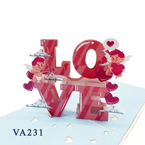Tarjetas Pop-Up de San Valentín únicas, cartas de amor, regalo, precio barato, el más vendido, venta al por mayor, Vietnam