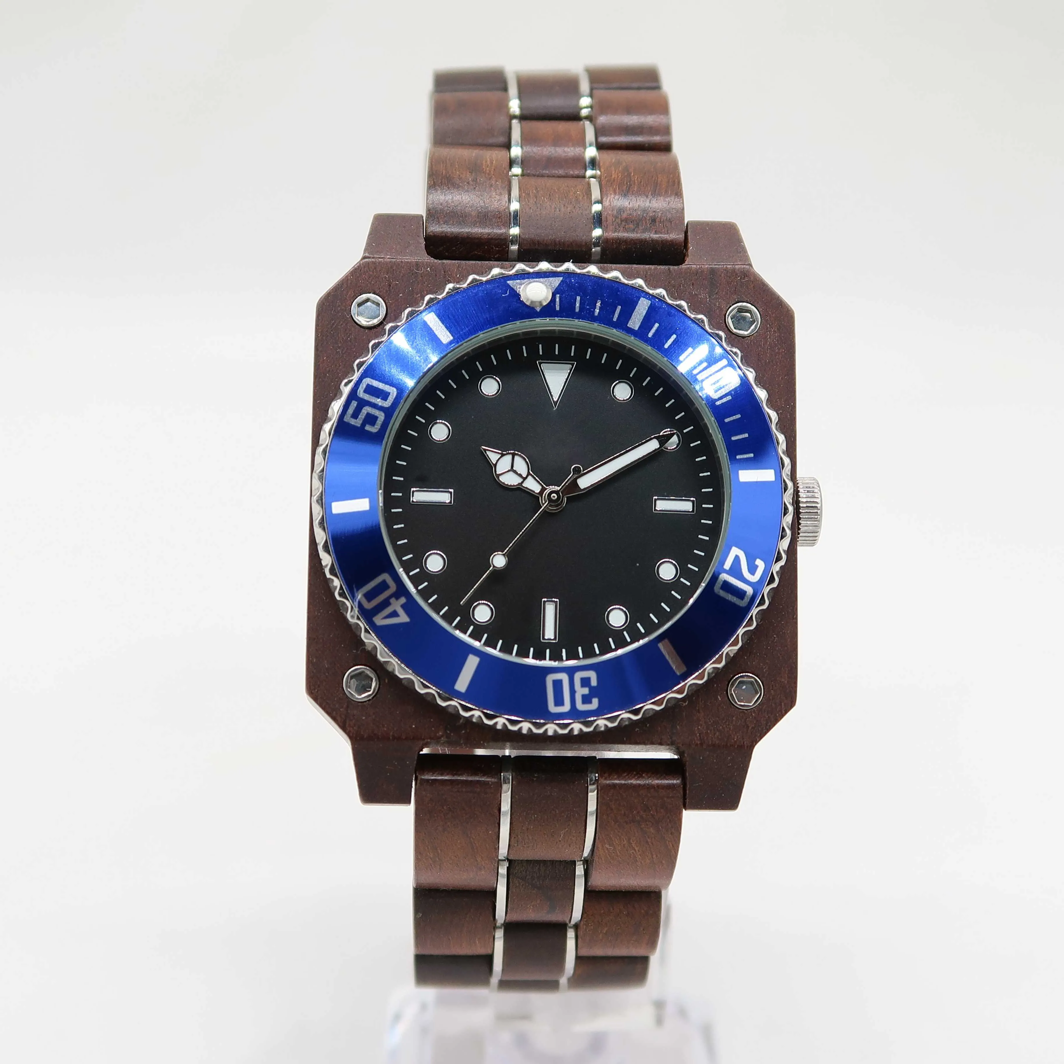 Reloj de pulsera mecánico de cristal de madera para mujer, de gama alta, a la moda, barato