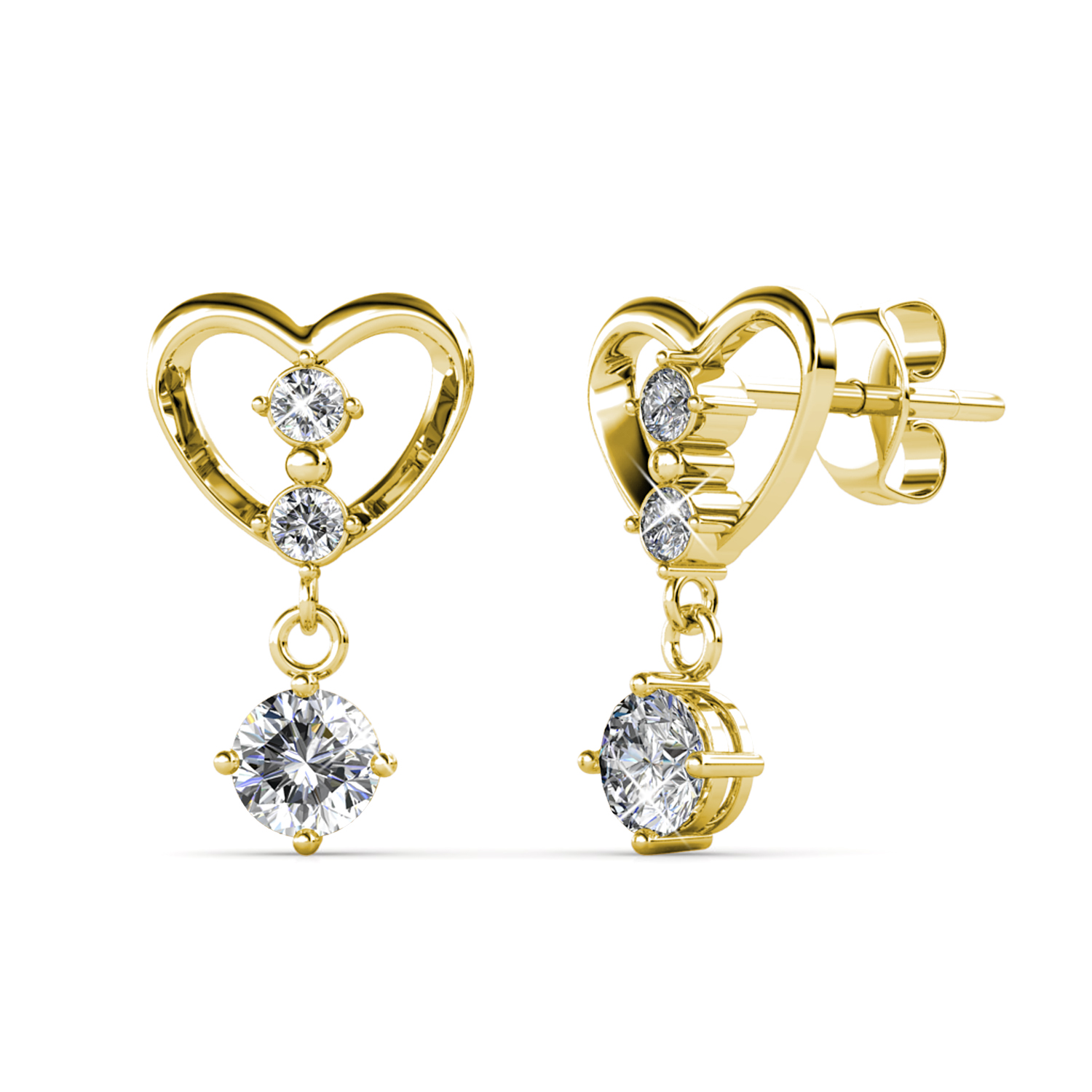 S925 With 18k Yellow Gold Plated Girl Earrings