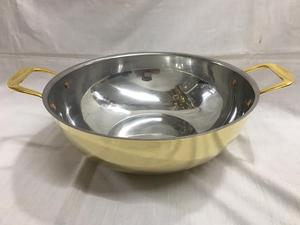 Tasarımcı pirinç Kadai Wok servis kasesi Pot