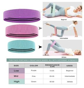 Conjunto de bandas de resistencia de círculo de gimnasio antideslizante altamente elástico Popular belleza trasero pierna cadera herramienta de ejercicio en cuclillas bandas de bucle de Fitness - Product Image 3