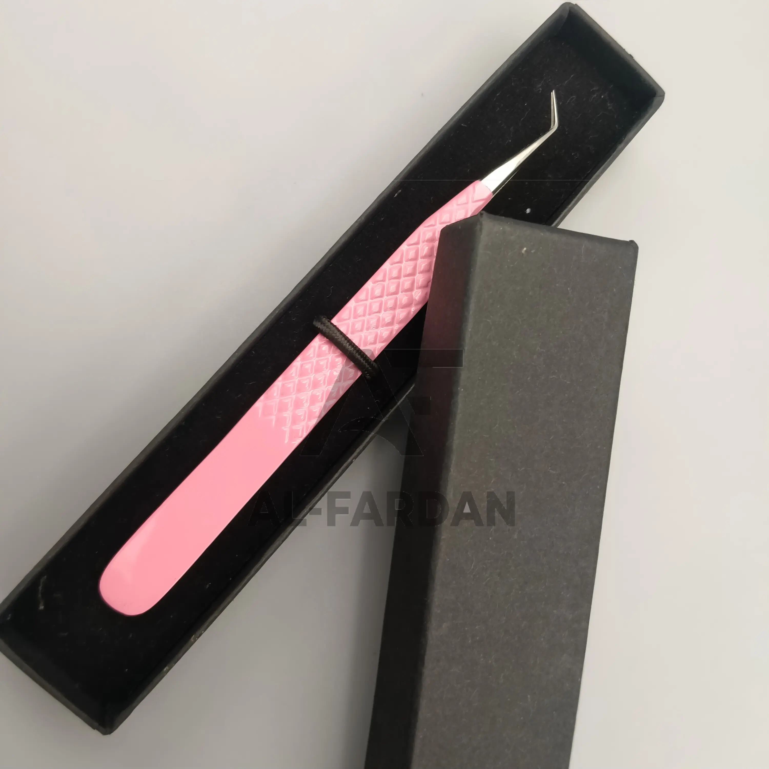 Светло-розовый цвет серебристый наконечник 45 градусов объемный Пинцет для наращивания ресниц с коробками для карт Пользовательский логотип волоконный Пинцет для ресниц
