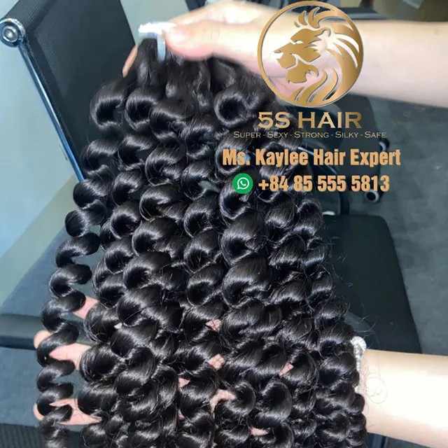 High quality 100% water curl Natural color / 1B remy human hair extensions, human hair ponytails, peruvian hair