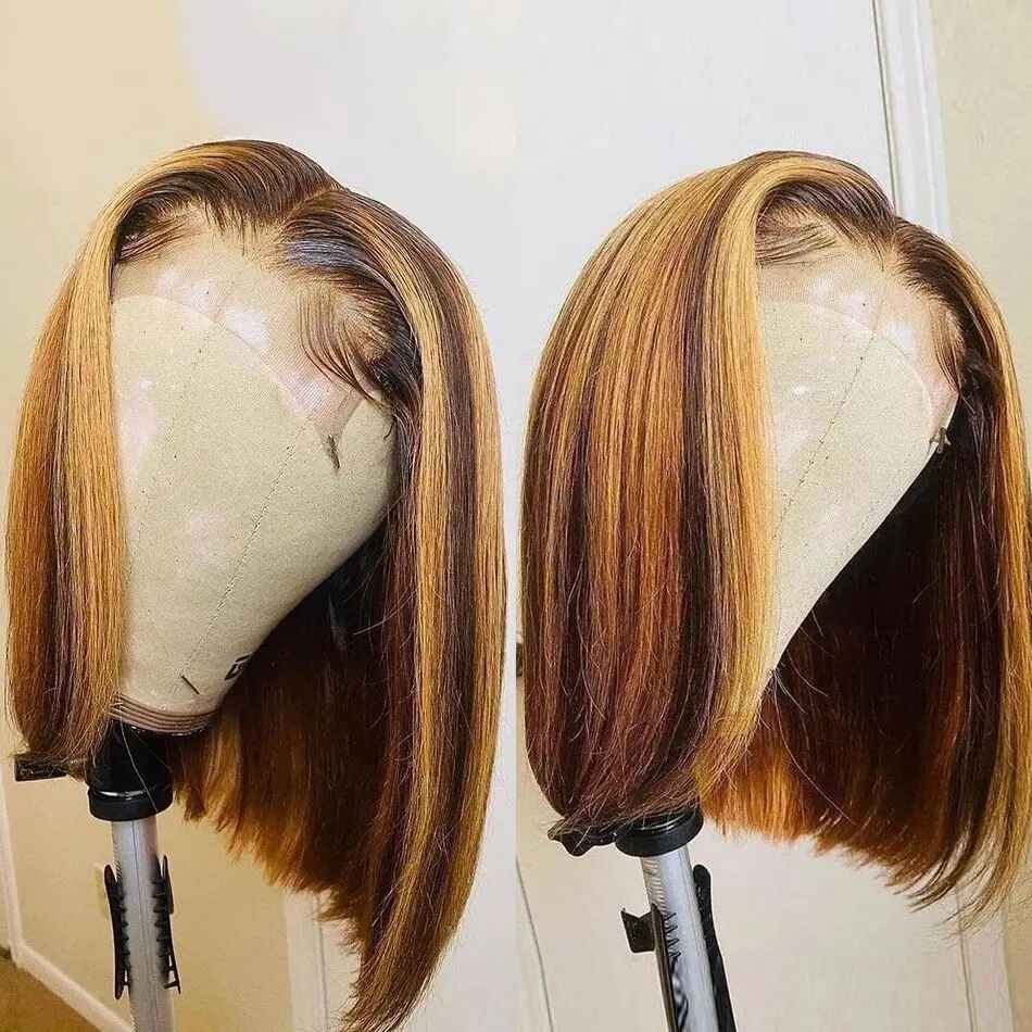 Parrucca anteriore del merletto dei capelli brasiliani all'ingrosso Hd evidenzia il colore Bob Pixie Cut parrucca dei capelli umani parrucche anteriori del merletto corto per le donne nere