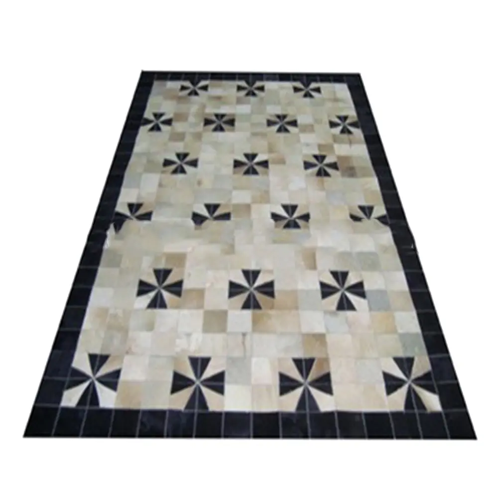 High Quality Custom Size Black and Brown Cowhide Carpets Rugs Embroidered Chromehearts Prayer Mat Islamic Wool Rug Travel Mat