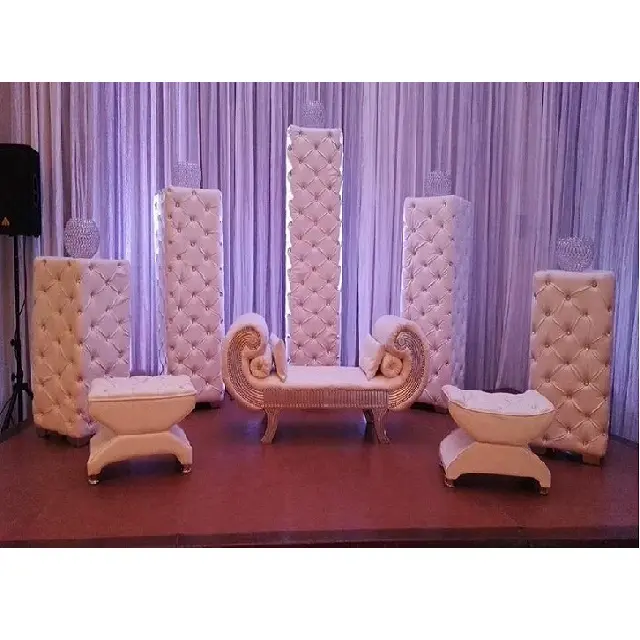 Decoración de escenario moderna con pilares de cuero, pilares de cuero para fiesta de boda, evento, escenario, pilares de cuero, Pilar copetudo para decoración de boda