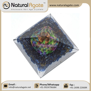 Boyalı Lapis çiçek şeklinde orgonit piramidi - Product Image 2