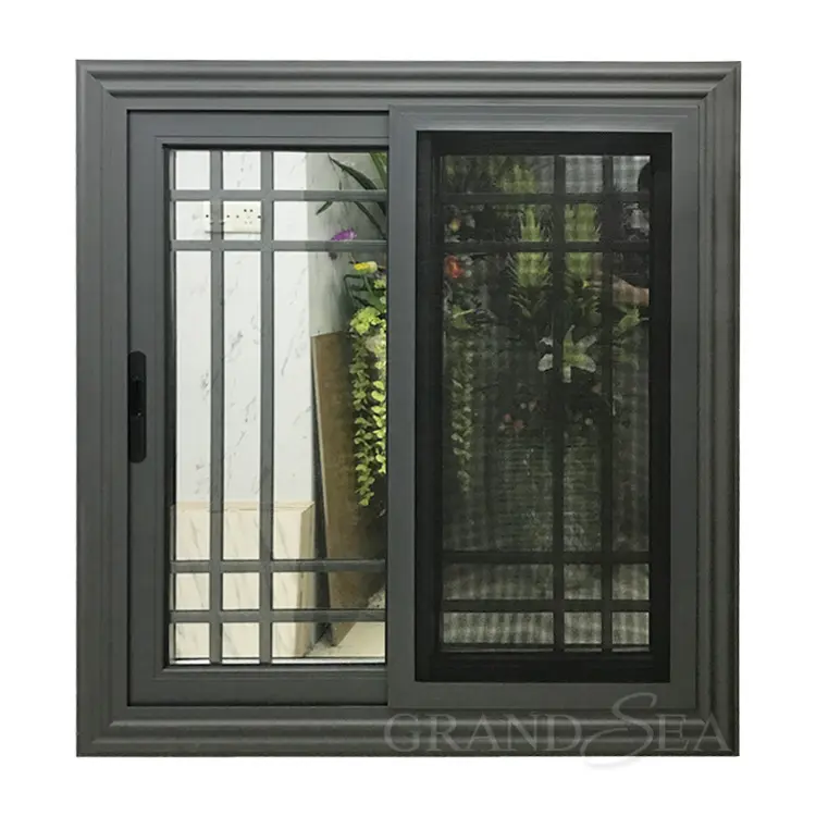 Moderna griglia di disegno di alluminio di vetro della finestra scorrevole di windows con zanzariera