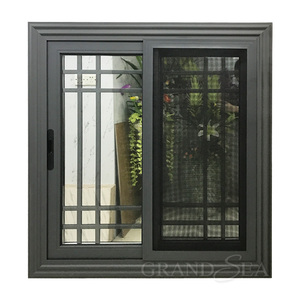 Modern Grill Design Aluminum <strong>Window</strong> Glass Sliding <strong>windows</strong> With Mosquito Net - Product Image 1