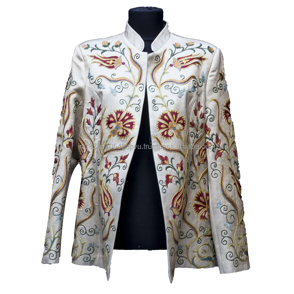 2019 Spring Boho Outfit Suzani Work Floral Embroidered Women Jacket Outerwear Vintage Banjara Gypsy Festival Fashion Waist Coat