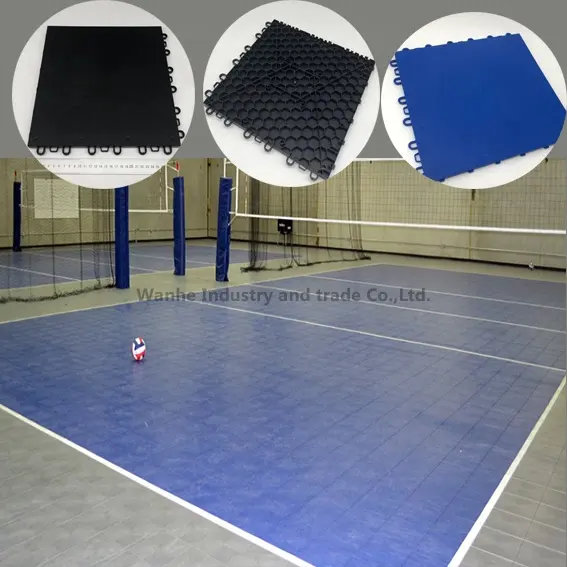 Azulejos de plástico entrelazados de fábrica de China, pista de voleibol de bádminton temporal para interior