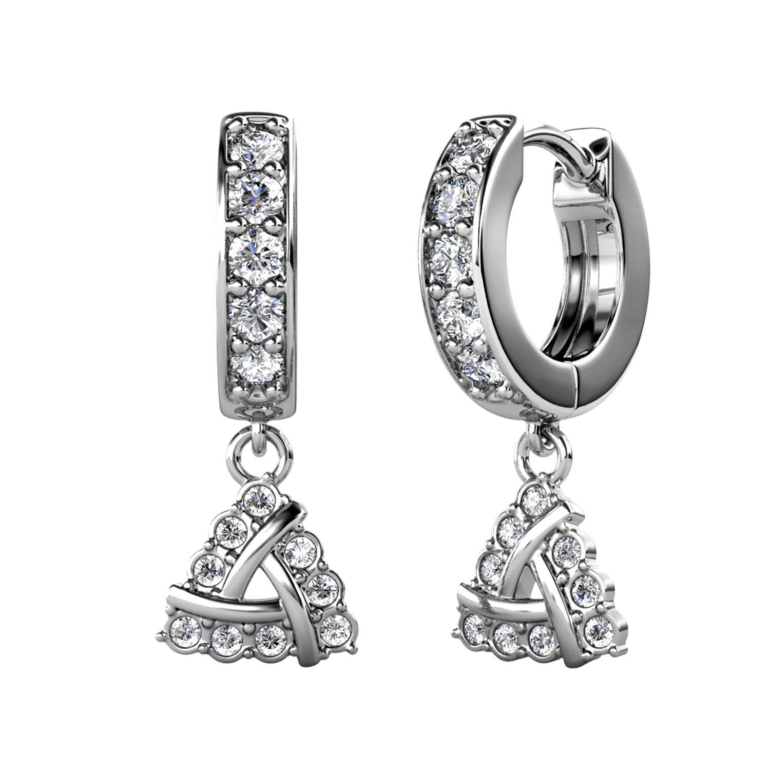 Pendientes Mini Huggie de Latón con Baño de Oro Blanco de 18k