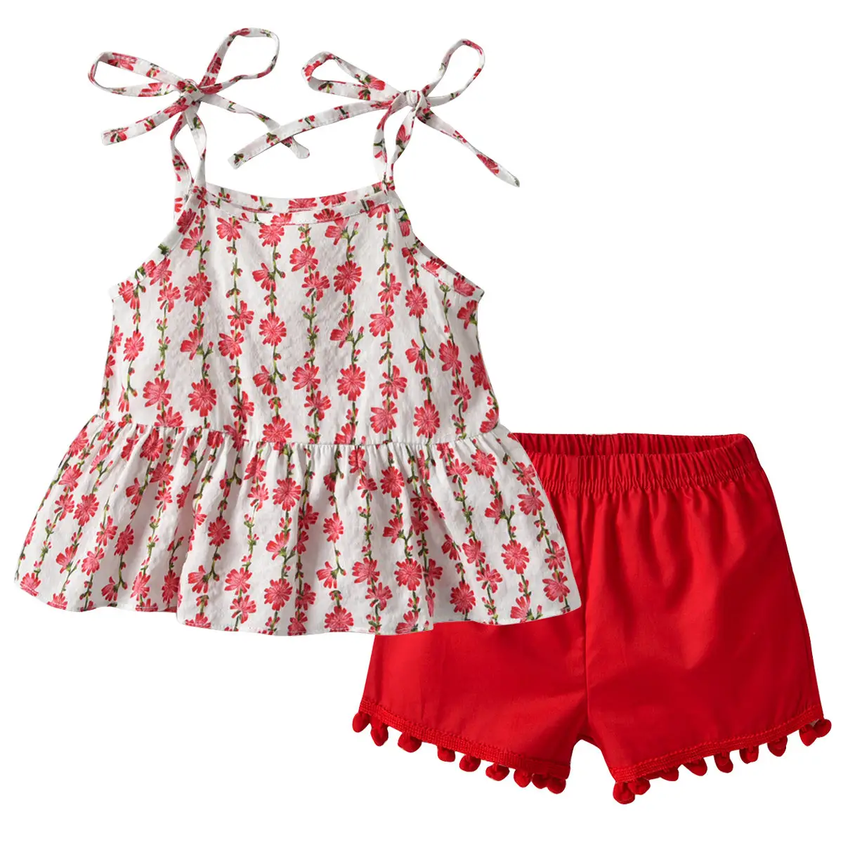 Conjuntos de ropa de verano para niñas pequeñas, Tops sin mangas y pantalones cortos, conjunto de ropa de primavera, 2019