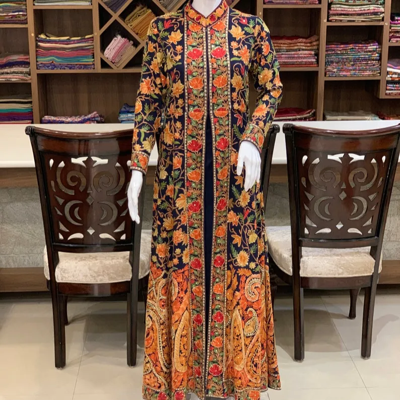 Lady Vintage Jacket Morocco Lady Bohemian Beach & Resort Wear Robe Coat Long Wholesale Pastel Color Floral Suzani Embroidered