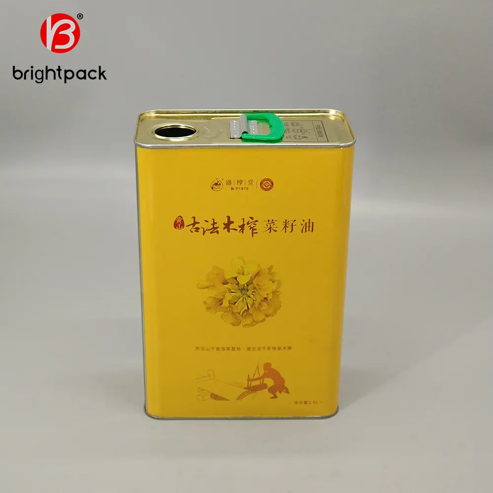 Wholesale Cooking Oil Food Grade Square 5 Liter Custom Olive Oil Metal Tin Cans