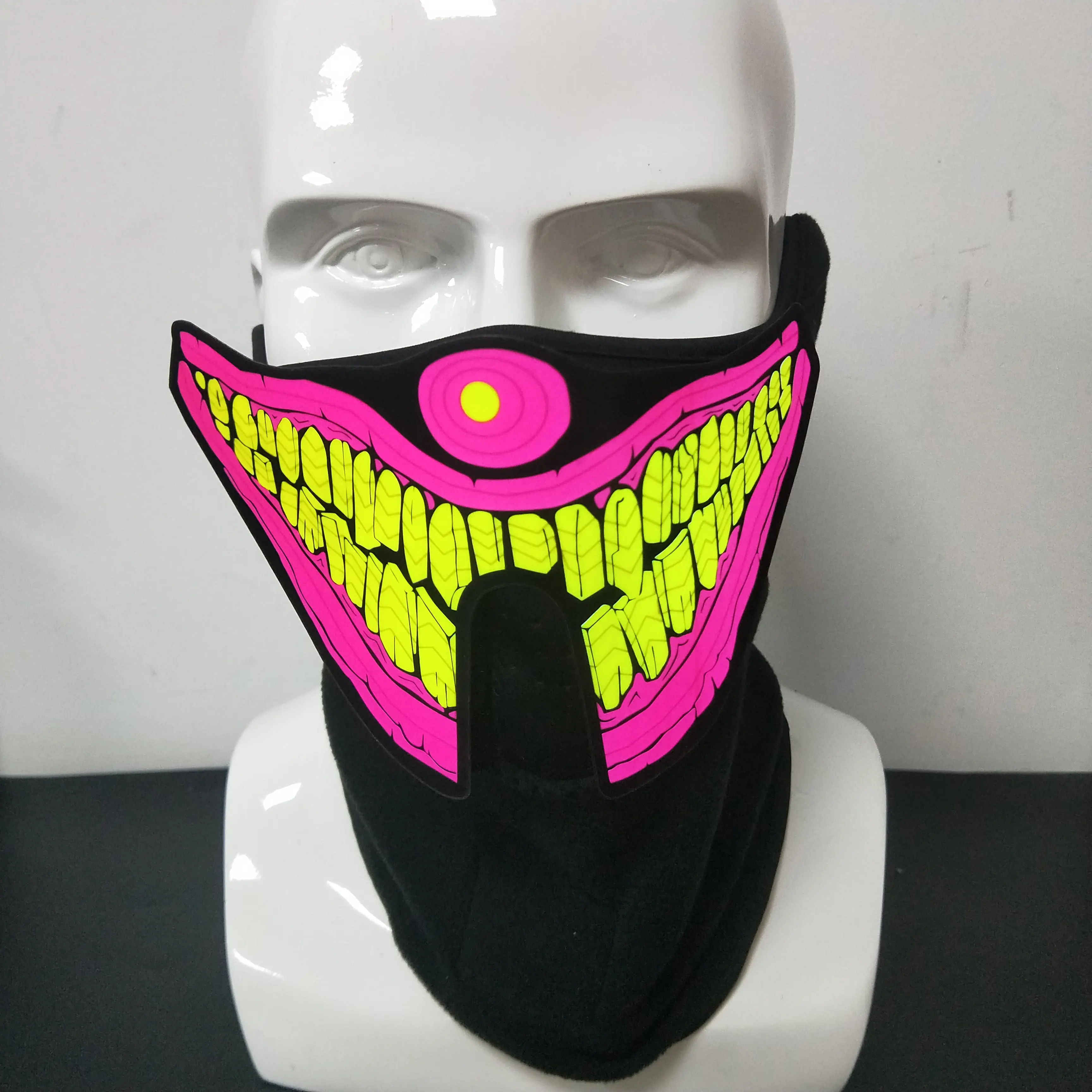 Máscara em forma de animal do painel el el, máscara de terror de halloween, máscara ativada por som