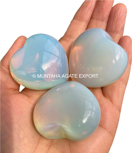 Wholesale <strong>Large</strong> Handmade Opalite Puffy Hearts Bulk Crystal Gemstone Hearts from Muntaha <strong>Agate</strong> Exports - Product Image 3