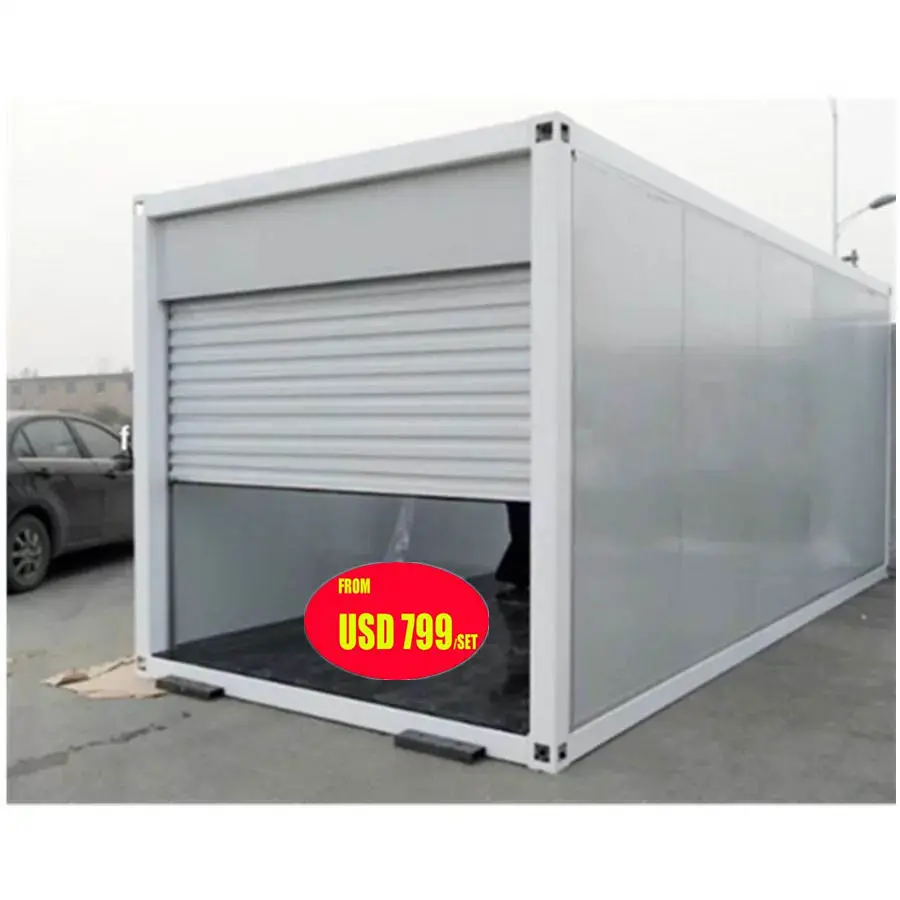 Stalen Gebouwen Flat Pack Verzending Geprefabriceerde Sandwich Panel Pre Fab Container Opvouwbare Draagbare Garage