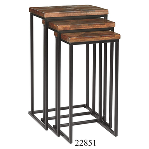 Modern <strong>Rectangular</strong> Black Iron <strong>Nesting</strong> <strong>Table</strong> Set of 3 Solid Black <strong>Tables</strong> Cheap Metal <strong>Tables</strong> Set for Sale - Product Image 6