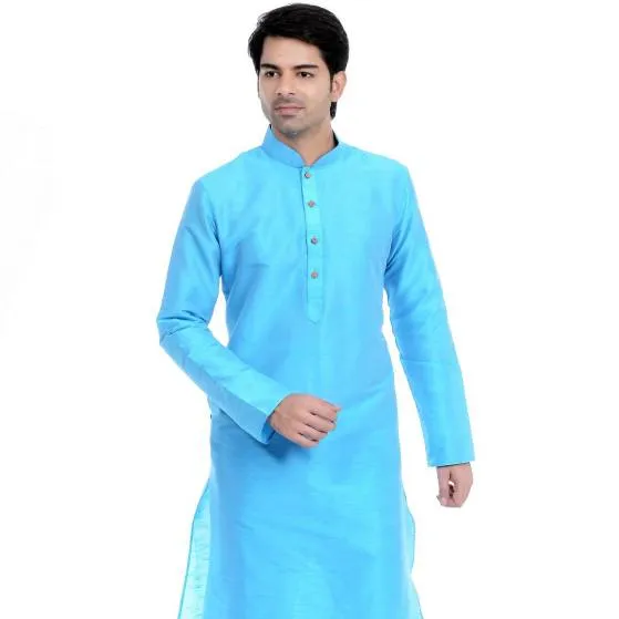 Традиционное индийское свадебное платье, синяя рубашка, Мужская одежда, топ, туника, платье для мальчиков, платье Курта, одежда для мальчиков, синяя шелковая рубашка