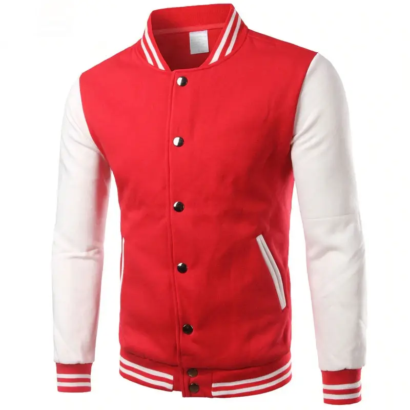 Blouson de Baseball Varsity pour hommes, veste de collège en coton et polaire à coupe ajustée, rouge et blanc, gilet d'automne, 2022