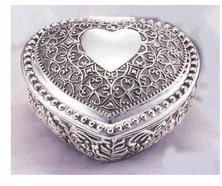 Boîte à bijoux plaqué argent en forme de cœur, boîtier de rangement des accessoires secret en tissu, à bas prix, nouvelle tendance
