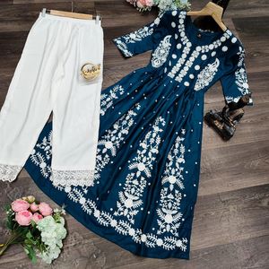 Rayon nakış iş parti giyim tasarımcı Kurtis Plaza seti koleksiyonu kadınlar için kraliyet ihracat - Product Image 4