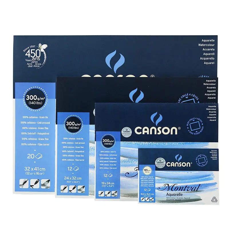 Canson Montval 185g 300g m2 acquerello carta bianca sketchbook pad