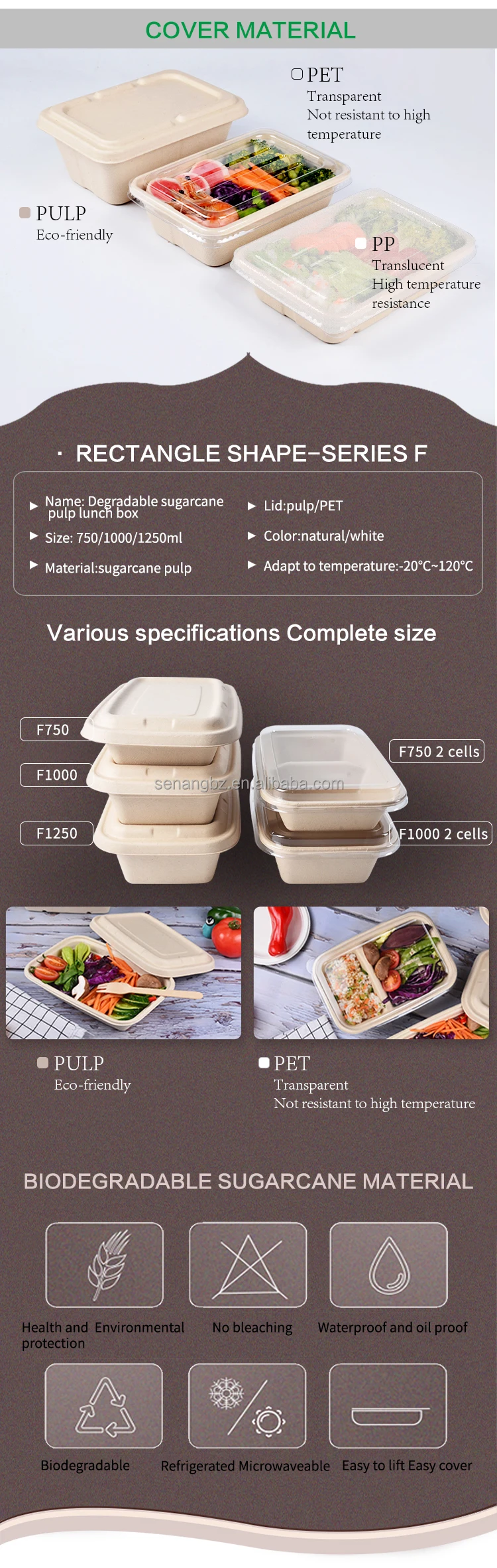 food packaging sugarcane bagasse pulp box