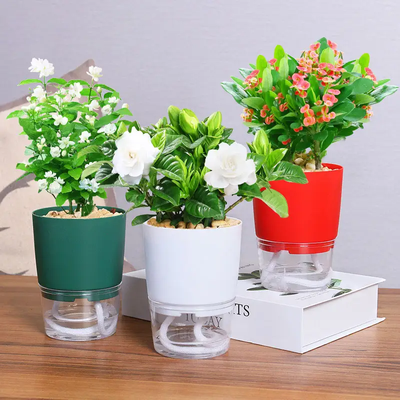 2024 pequeño jardín interior vivero negro transparente Rosa Artificial Mini soporte de plástico macetas flor