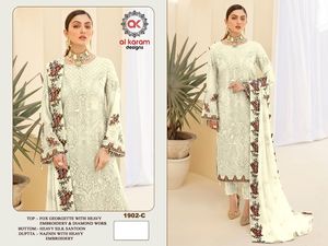 Yeni varış son tarzı ağır tilki Georgette nakış Dupatta hint ihracatçısı ve tedarikçi ile Salwar Kameez çalışmak