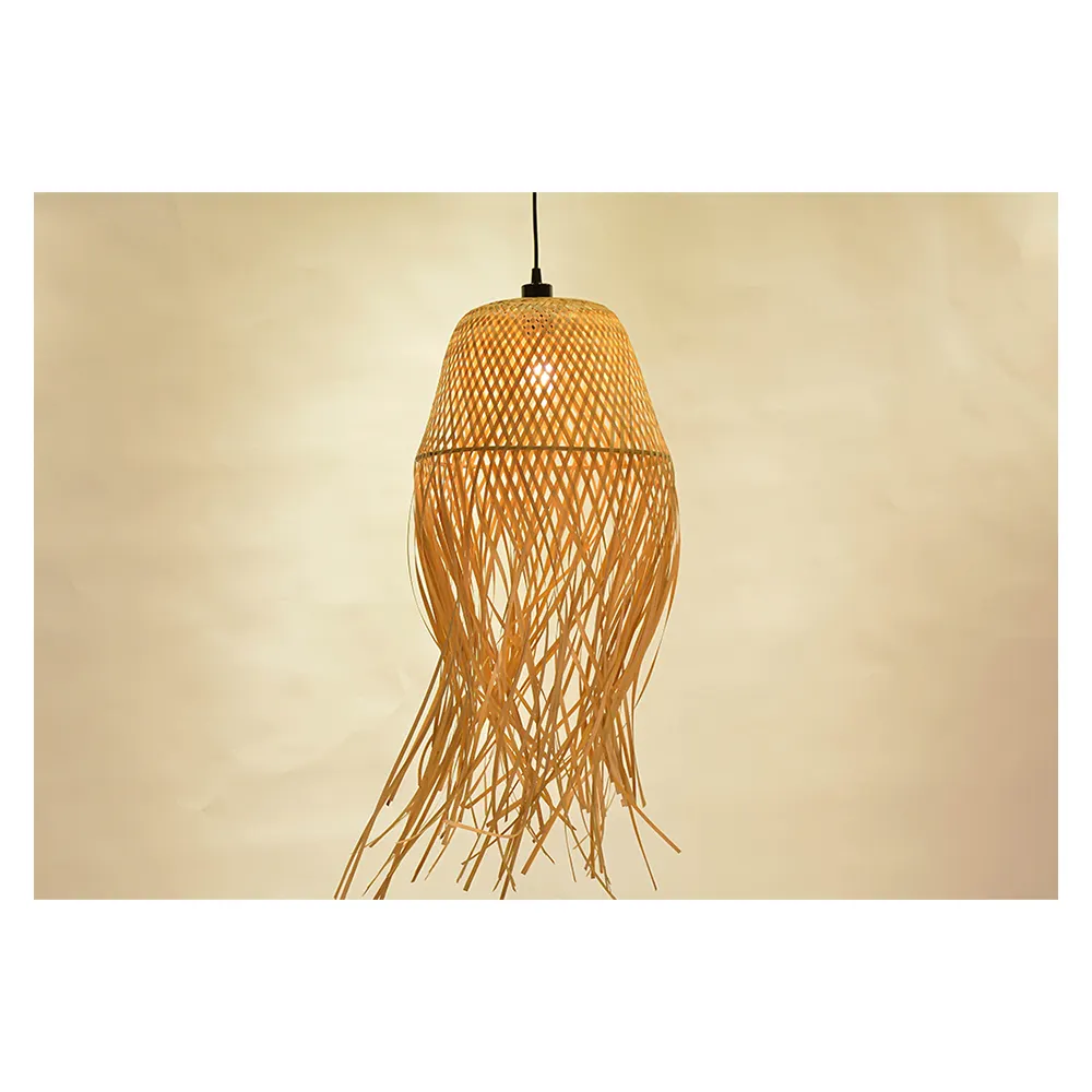 Lámpara colgante de bambú Natural, luz de techo moderna de mimbre, lámparas de Bambú