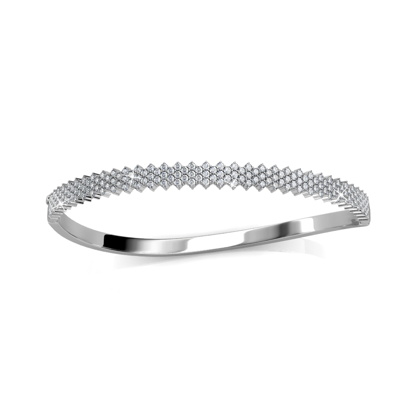 Brazalete delicado de latón con baño de oro blanco de 18k para mujer