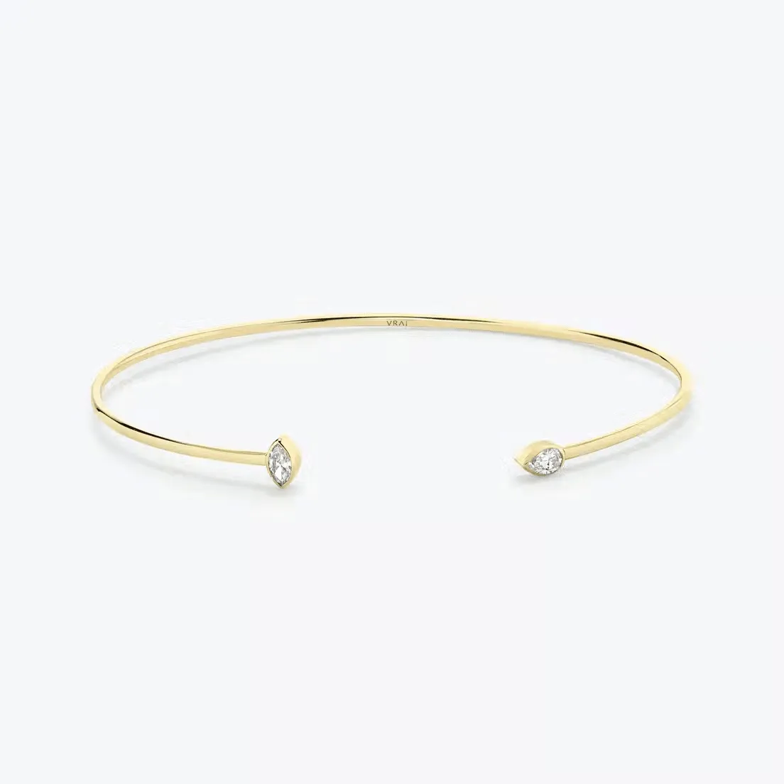 Custom Zirconia Sieraden Fonkelende Minimalistische Charme 18K Vergulde 925 Sterling Zilver Verstelbare Wees Diamant Armband