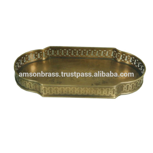 金属托盘，带侧手柄餐具托盘矩形镀银整理 - Product Image 3