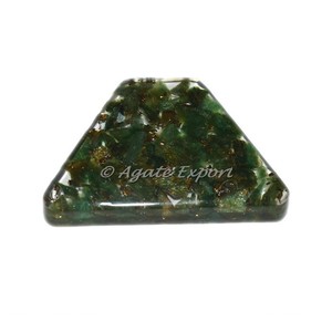 Indian Semi-Precious Stone Craft Semi-Precious Stone Crafts Green <strong>Jade</strong> Triangle Cut Orgonite Cabs for EMF Protection - Product Image 1